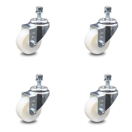 Service Caster 3 Inch Nylon Wheel Swivel 1/2 Inch Threaded Stem Caster Set SCC-TS20S314-NYS-121315-4